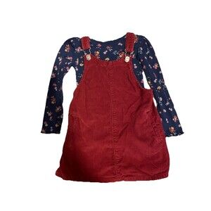 Girls 3T Corduroy Overall Dress with Matching Long Sleeved Shirt